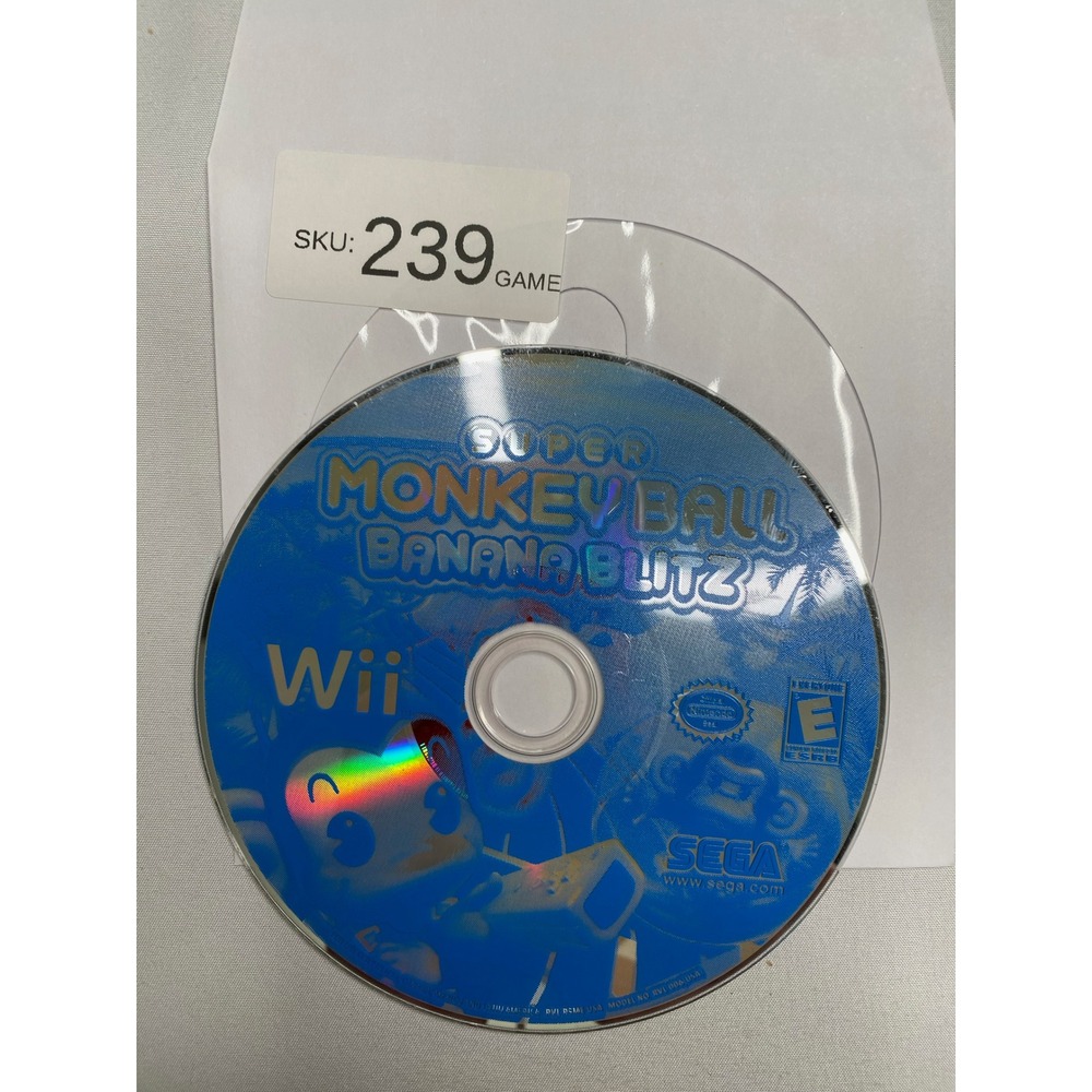 Super Monkey Ball Banana Blitz Nintendo Wii Sega Game Disc